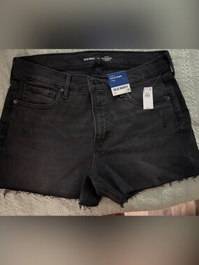 Old Navy Black Frayed-Hem Denim Shorts